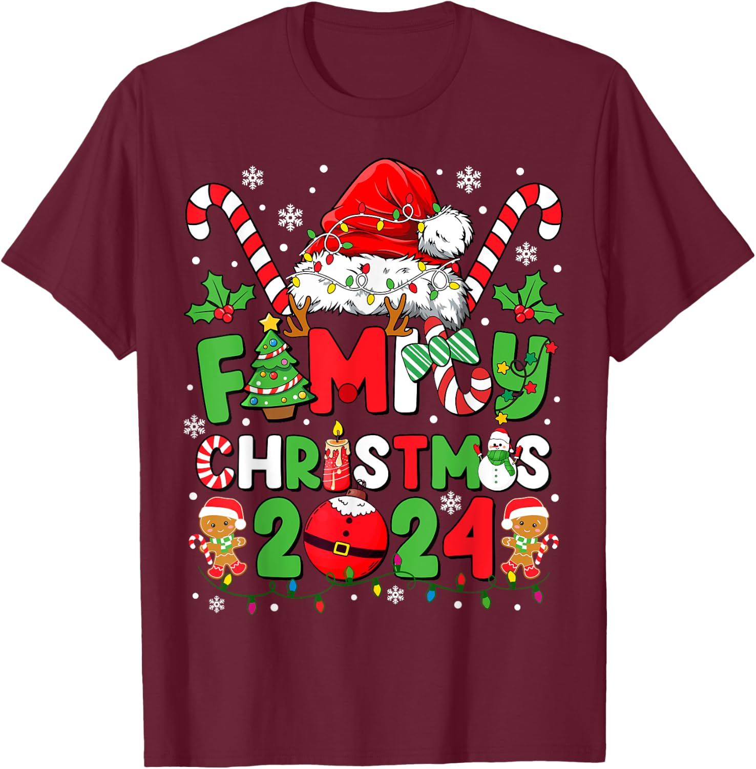 Christmas 2024 Family Matching Outfits Team Santa Elf Squad T-Shirt - T-Shirt | Maroon