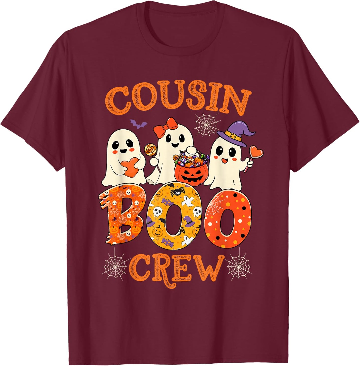Cousin Boo Crew Funny Halloween Costume for Teacher Kids T-Shirt - T-Shirt | Maroon