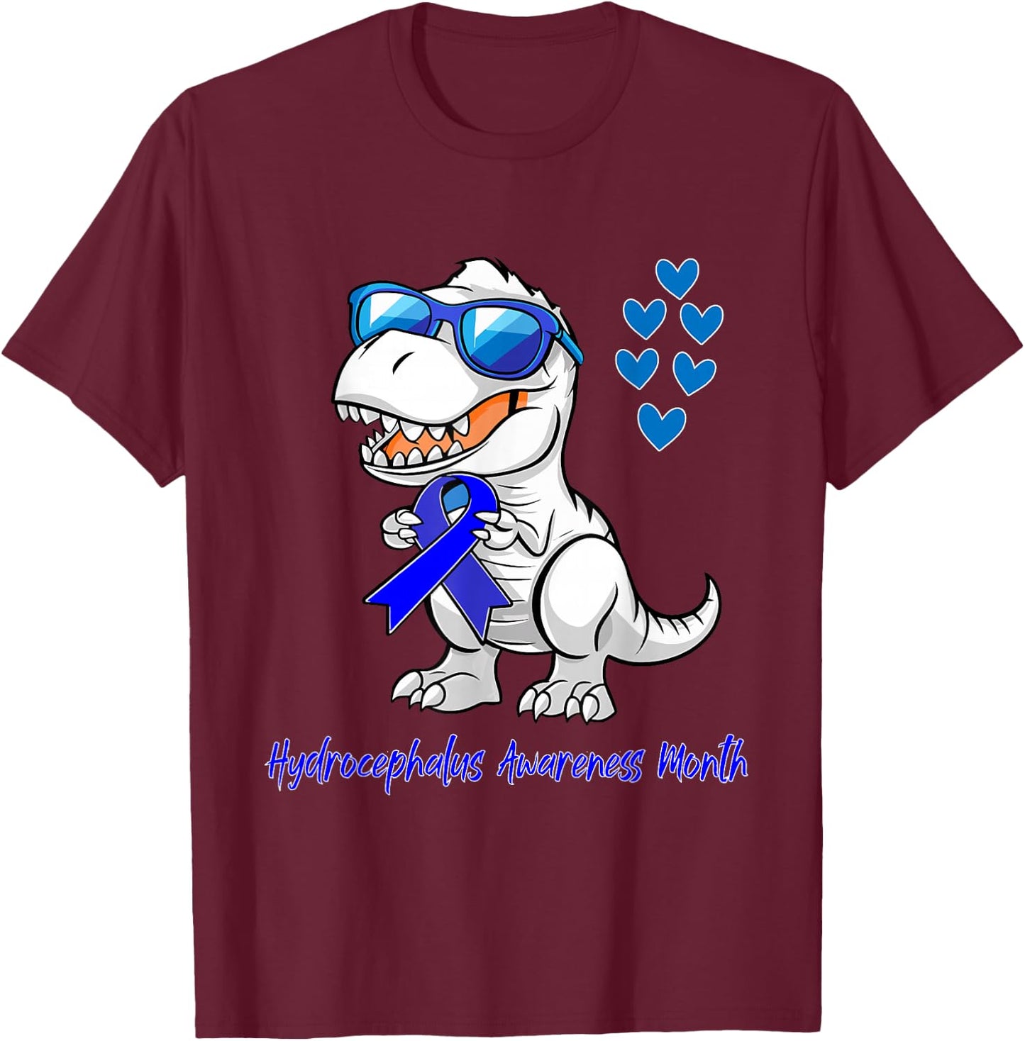 T-rex Dinosaur Hydrocephalus Awareness Month Dino Toddlers T-Shirt - T-Shirt | Maroon