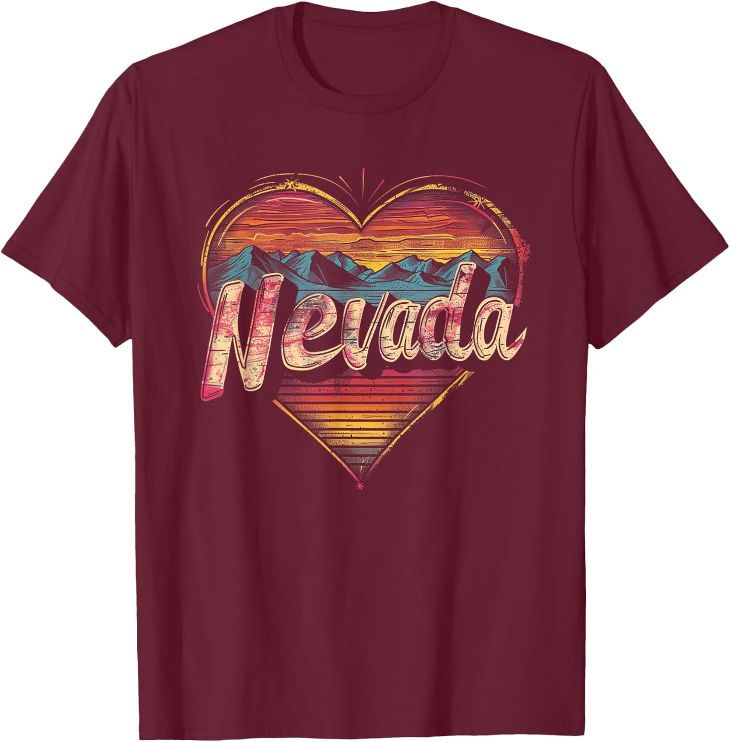 Nevada - Heart Vintage Love Women Kids Retro Graphic Cool T-Shirt - T-Shirt | Maroon