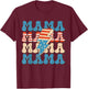 Retro 4th of July American Mama Patriotic Fireworks Groovy T-Shirt - T-Shirt | Maroon
