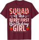 Squad Of The Berry First Birthday Girl Sweet Strawberry T-Shirt - T-Shirt | Maroon