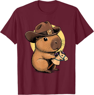 Cowpybara Capybara Cowboy Design T-Shirt - T-Shirt | Maroon