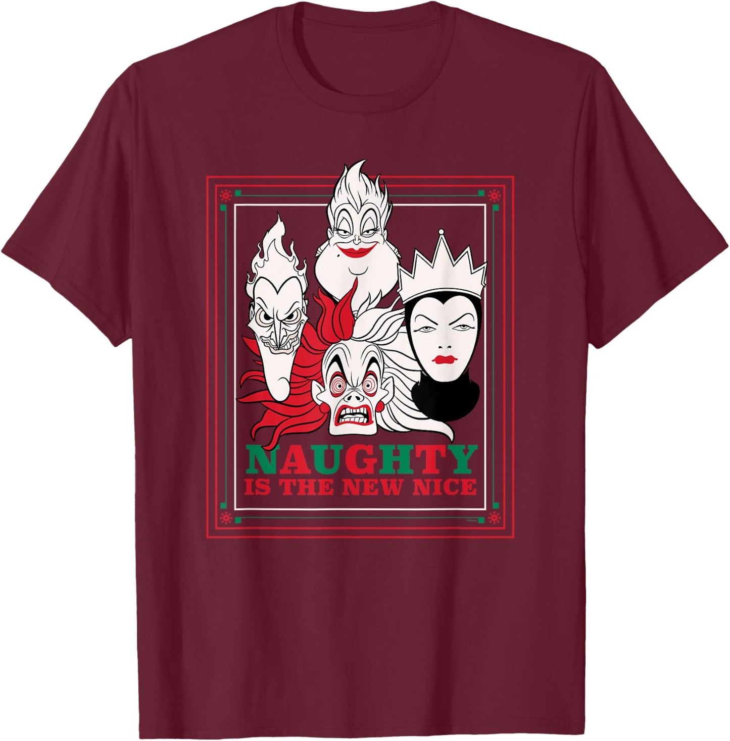 Disney Villains Holiday Christmas Naughty is The New Nice T-Shirt - T-Shirt | Maroon