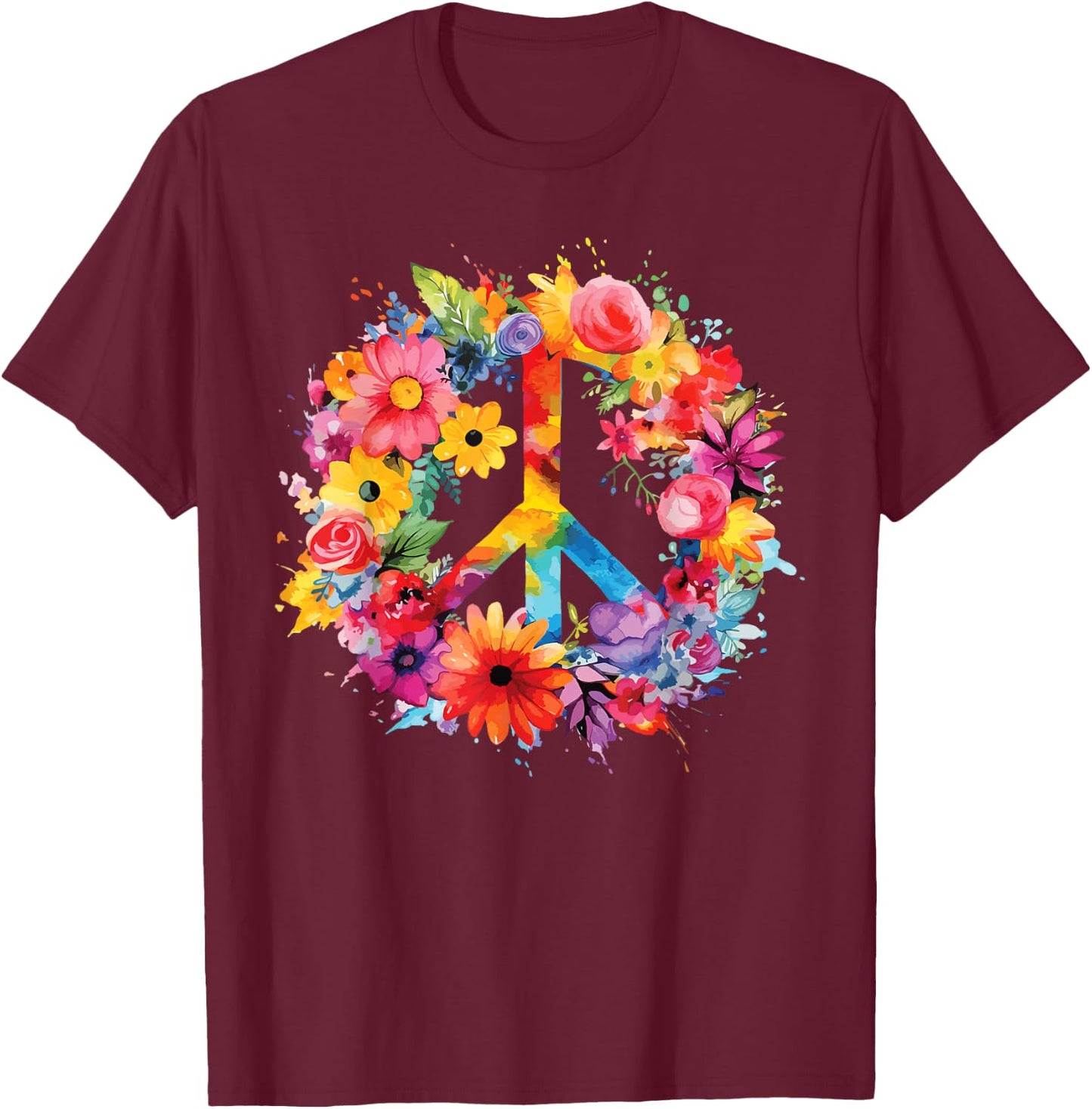 Peace Sign TieDye International Day Of Peace World Peace Day T-Shirt - T-Shirt | Maroon