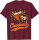 Vintage Leopard Heart Cleveland Football Player Sport Fans T-Shirt - T-Shirt | Maroon
