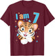 7 Years old 7 birthday outfit Boy girl Tiger T-Shirt - T-Shirt | Maroon