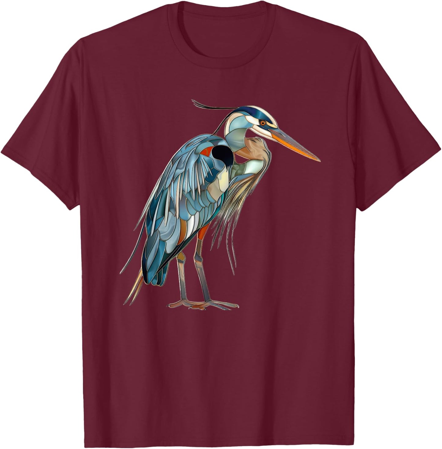 Great Blue Heron Stained Glass T-Shirt - T-Shirt | Maroon