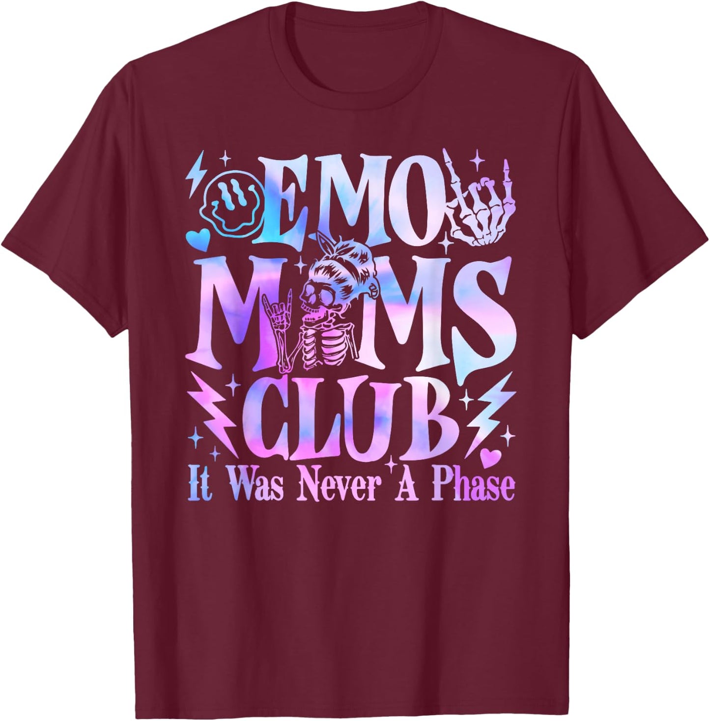 It Was Never A Phase Emo Moms Club Mother's Day Skeleton T-Shirt - T-Shirt | Maroon