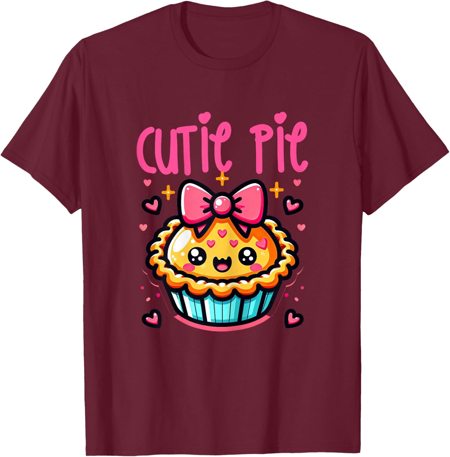Girls Cutie Pie Cute School Adorable Girls Size 10-12 7-8 T-Shirt - T-Shirt | Maroon