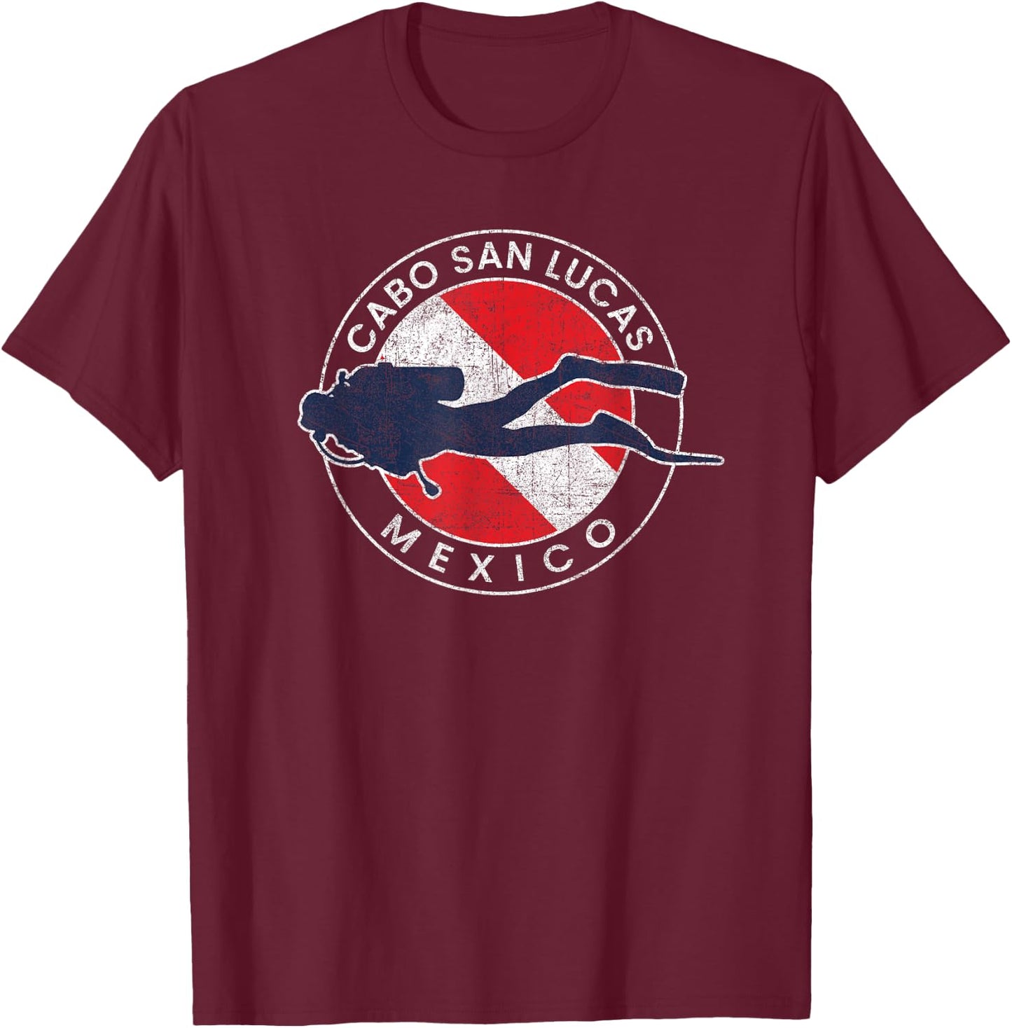 Cabo San Lucas Mexico Scuba Diving Flag Retro Boys Girls T-Shirt - T-Shirt | Maroon