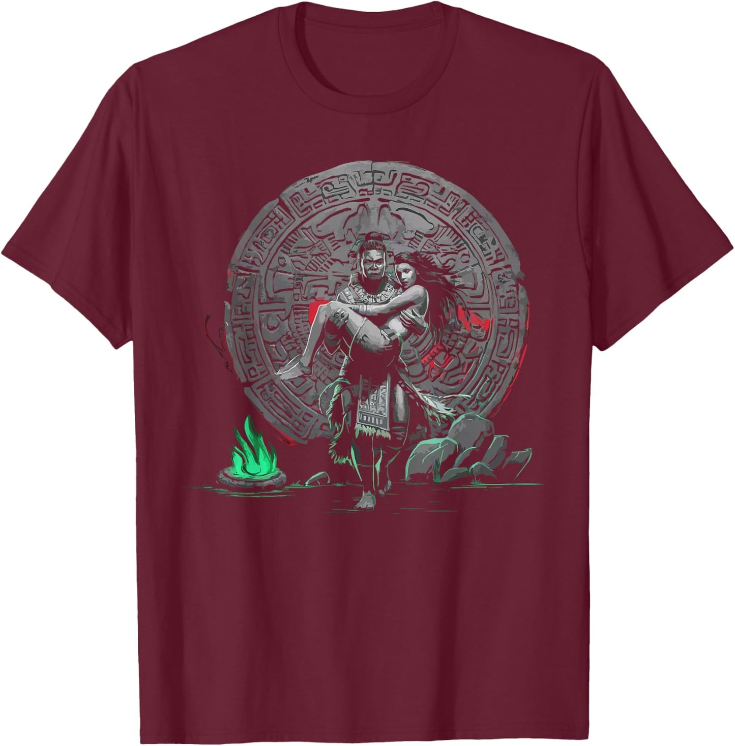 Aztec Warrior Mayan Indigenous Mexican Aztec Jaguar T-Shirt - T-Shirt | Maroon
