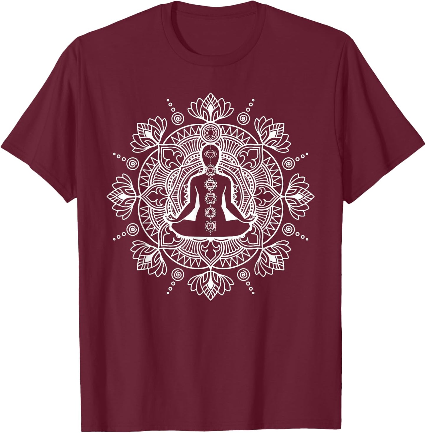 Chakra Design For Yoga Meditation T-Shirt - T-Shirt | Maroon