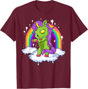 Halloween Unicorn Zombie Zombicorn T-Shirt - T-Shirt | Maroon