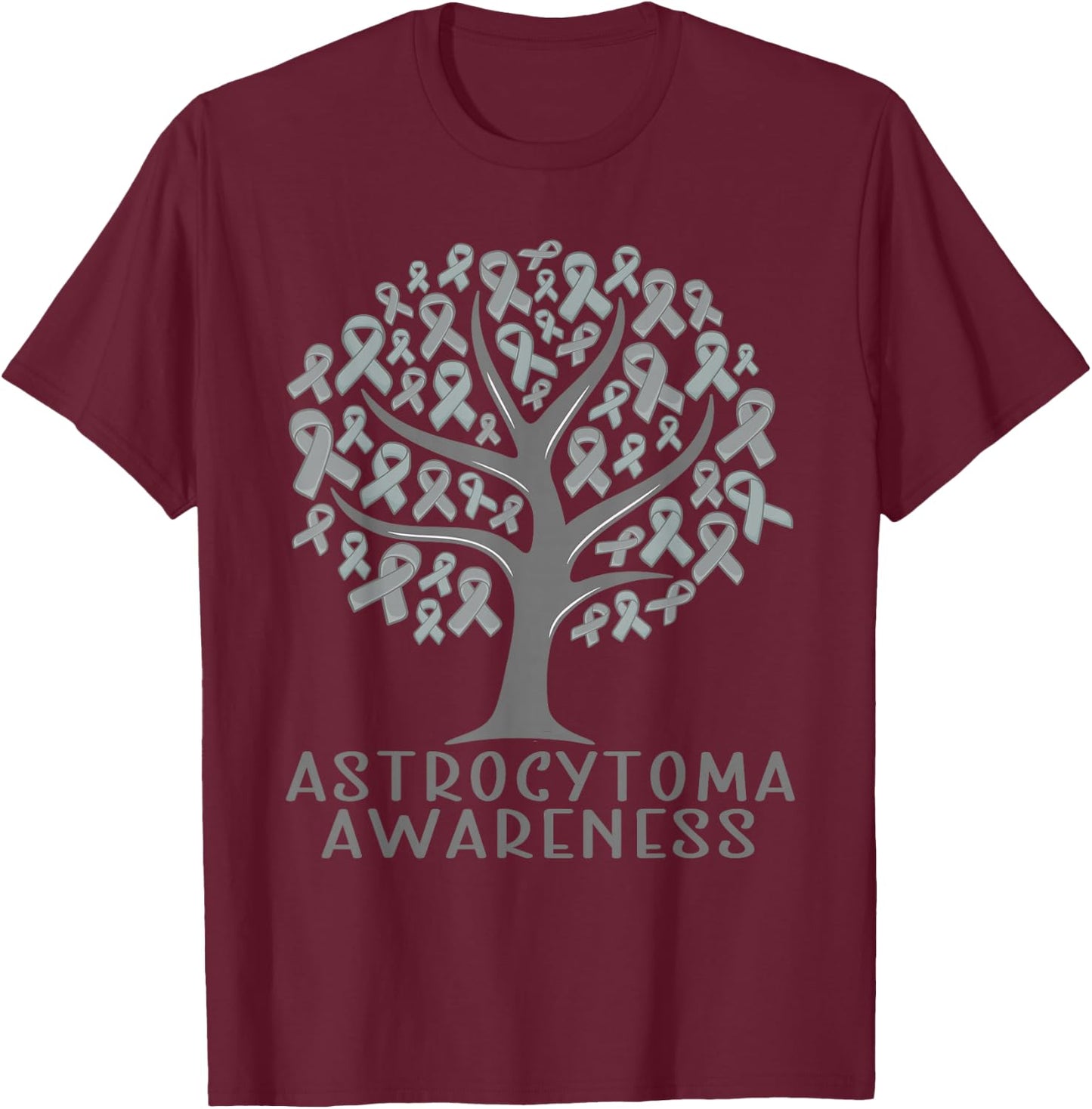 Astrocytoma Awareness Tree Ribbons, Wear grey T-Shirt - T-Shirt | Maroon