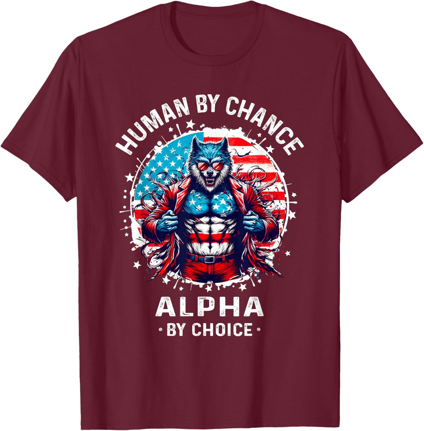 American Werewolfs Alpha Funny Cringe T Shirts Wolf Meme T-Shirt - T-Shirt | Maroon