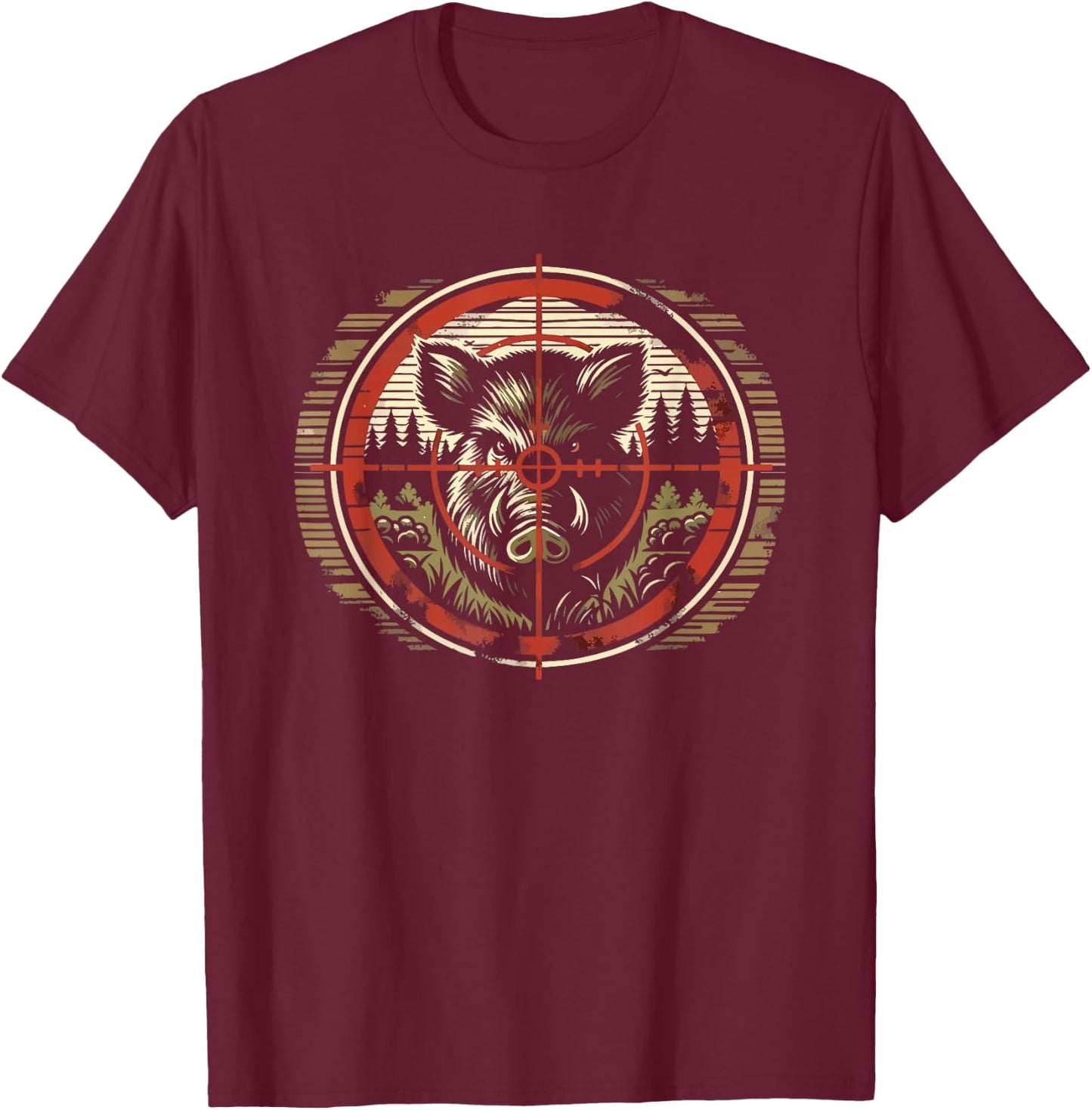 Hunting Wildlife Fishing Outdoors Deer Animal Forest Hunt T-Shirt - T-Shirt | Maroon