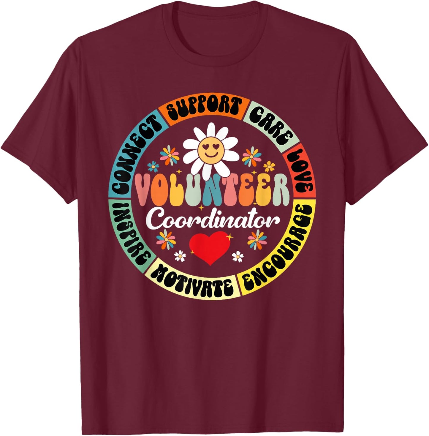 Volunteer Coordinator Appreciation Week Back to School Retro T-Shirt - T-Shirt | Maroon