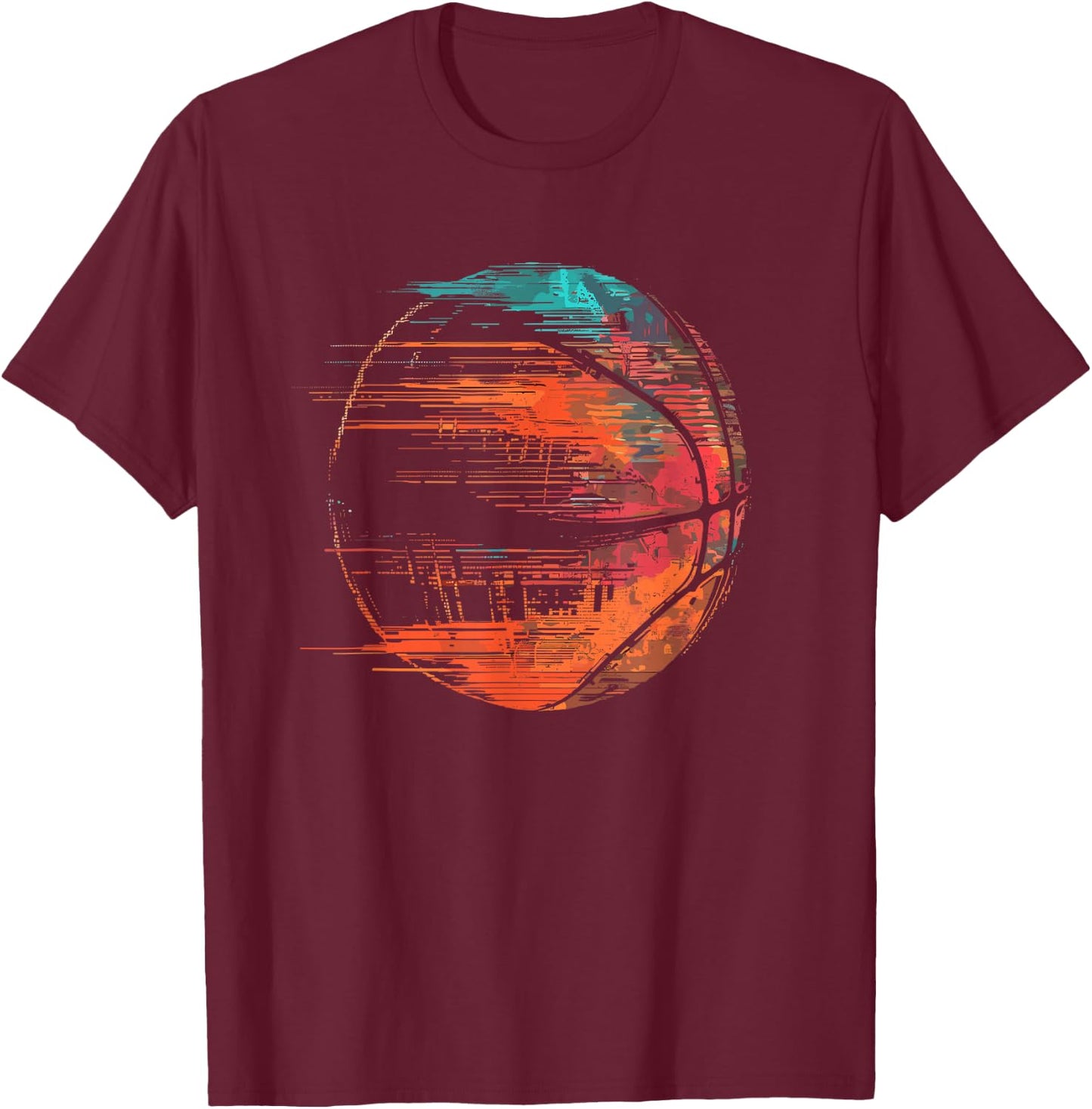 Basketball Ball Sketch T-Shirt - T-Shirt | Maroon