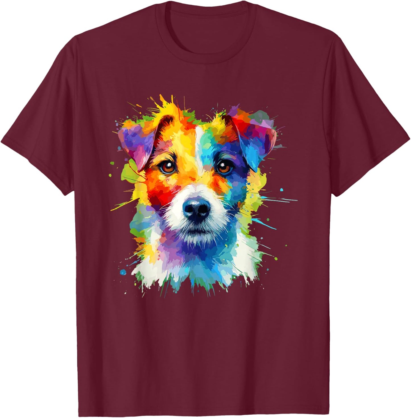 Colorful Splash Art Jack Russell Terrier Jack Russells T-Shirt - T-Shirt | Maroon
