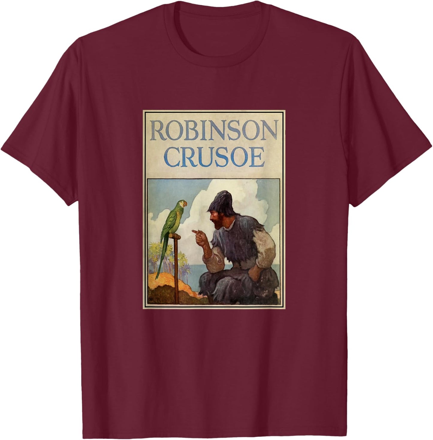 Robinson Crusoe Book Cover (1920) T-Shirt - T-Shirt | Maroon