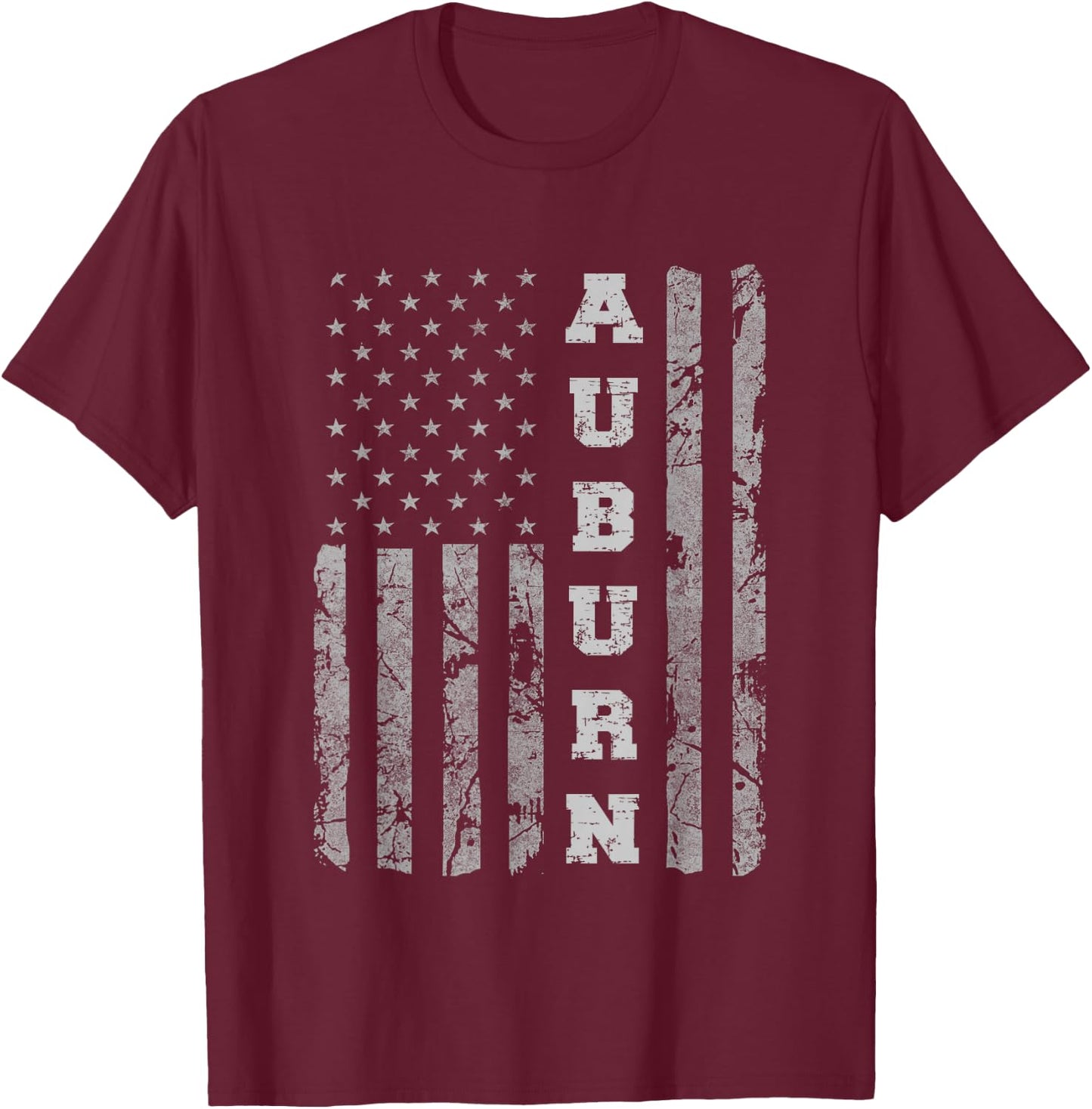 Auburn, Alabama, American Flag T-Shirt - T-Shirt | Maroon