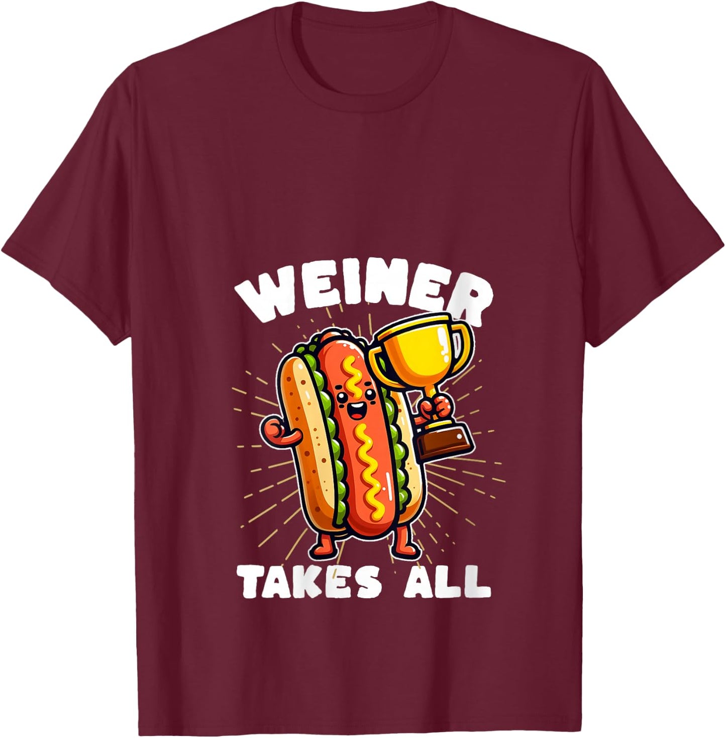 Funny Hot Dogs and Sausage Weiner Takes All Competitive V-Neck T-Shirt - T-Shirt | Maroon