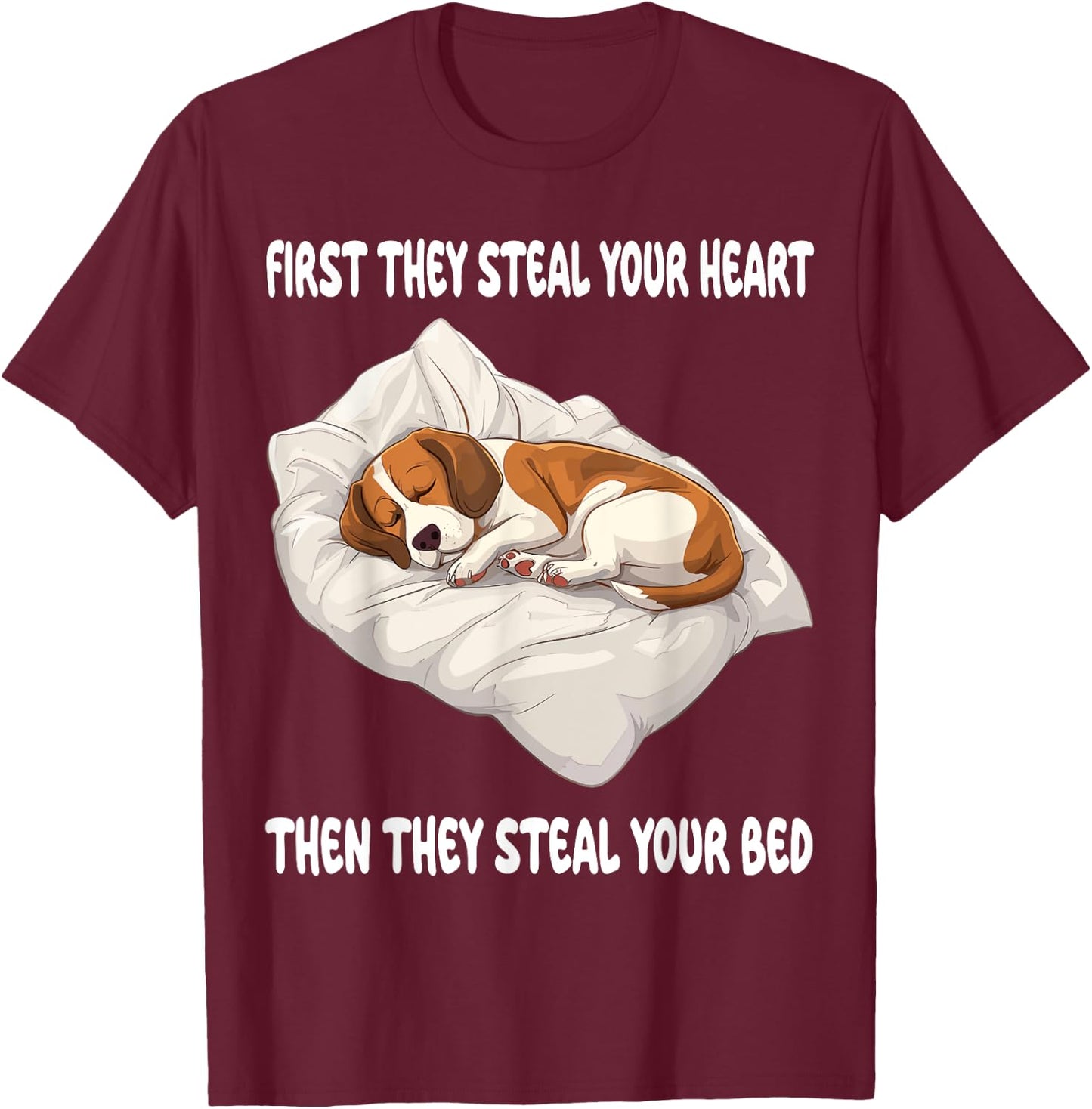 Beagle Sleeping Pajamas Nightgown T-Shirt - T-Shirt | Maroon