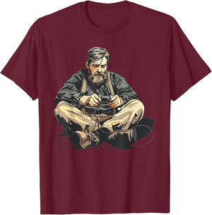Ernest Shackleton Playing Video Games T-Shirt - T-Shirt | Maroon