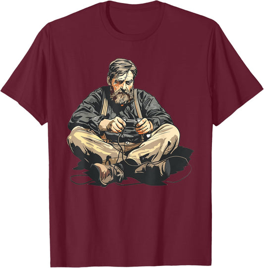 Ernest Shackleton Playing Video Games T-Shirt - T-Shirt | Maroon