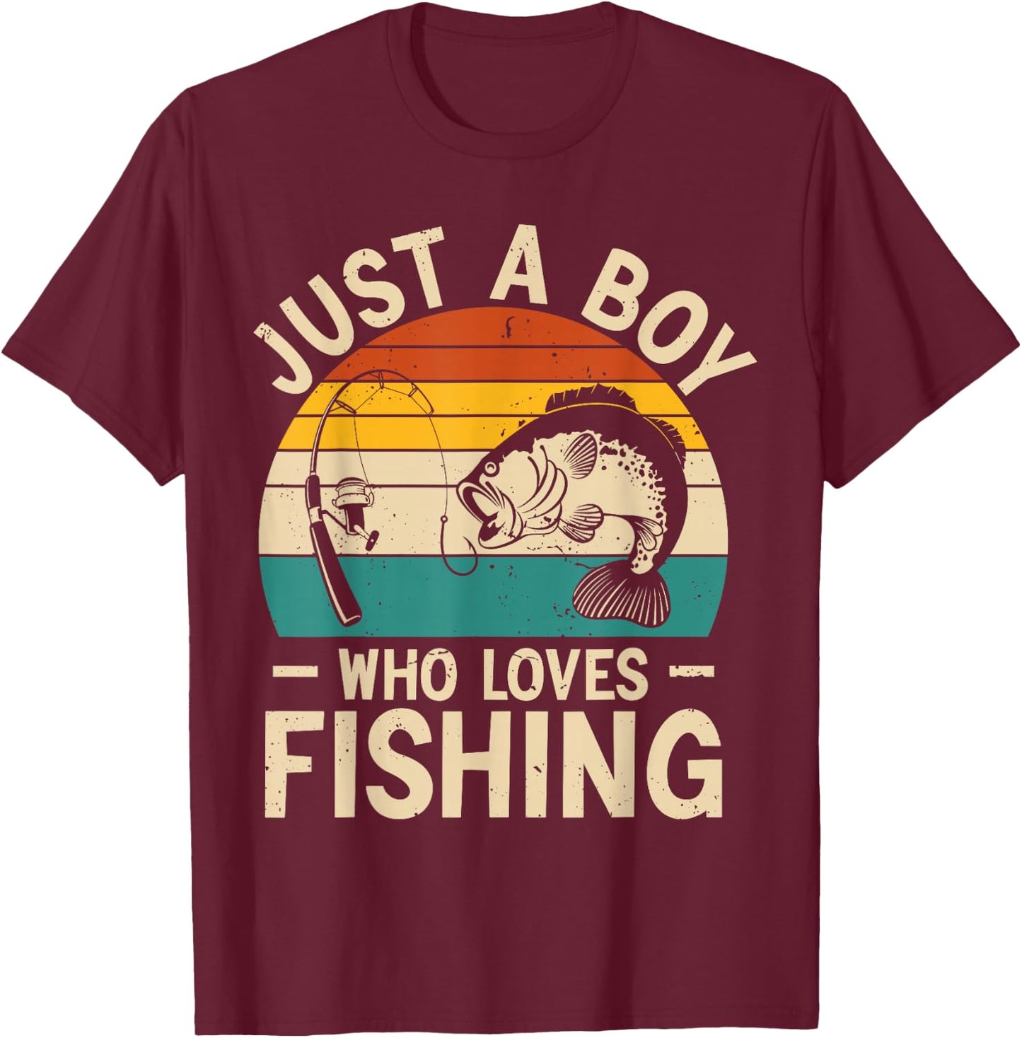 Funny Fishing Shirt for Kids Boys Fisherman Bass Fish T-Shirt - T-Shirt | Maroon