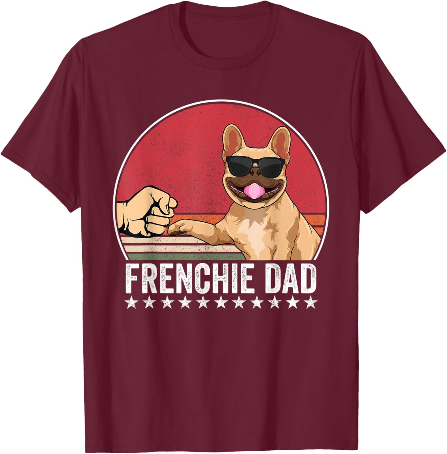 French Bulldog Dad Dog Fist Bump Frenchie Dog Outfit T-Shirt - T-Shirt | Maroon