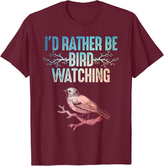 Best Birdwatching Art Women Birding Nerd Bird Lovers T-Shirt - T-Shirt | Maroon