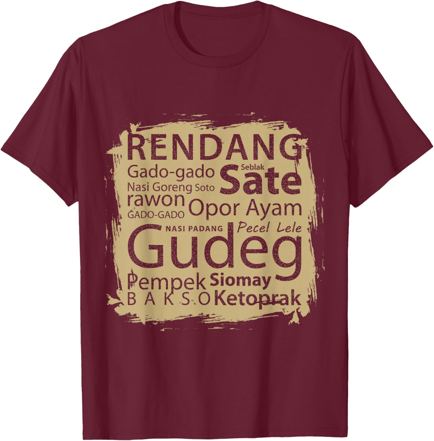 Vintage Retro Apparel Of Indonesia Food Top Favorit Indonesia Food T-Shirt - T-Shirt | Maroon