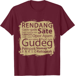 Vintage Retro Apparel Of Indonesia Food Top Favorit Indonesia Food T-Shirt - T-Shirt | Maroon