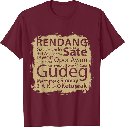 Vintage Retro Apparel Of Indonesia Food Top Favorit Indonesia Food T-Shirt - T-Shirt | Maroon