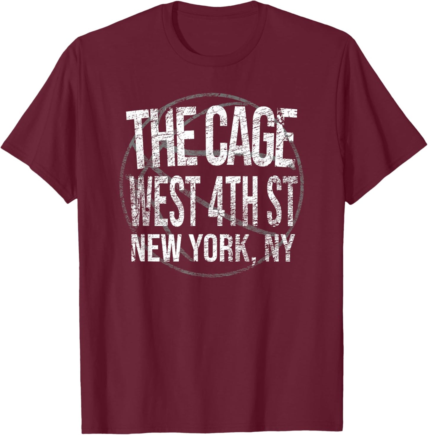 Basketball New York City THE CAGE Throwback Retro T Shirt T-Shirt - T-Shirt | Maroon