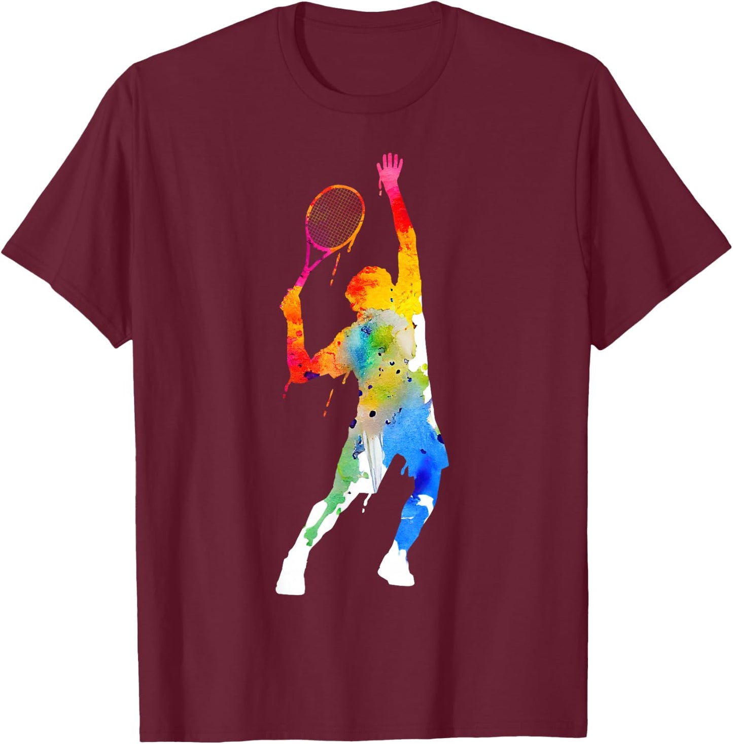 Colourful Tennis Player T-Shirt - T-Shirt | Maroon