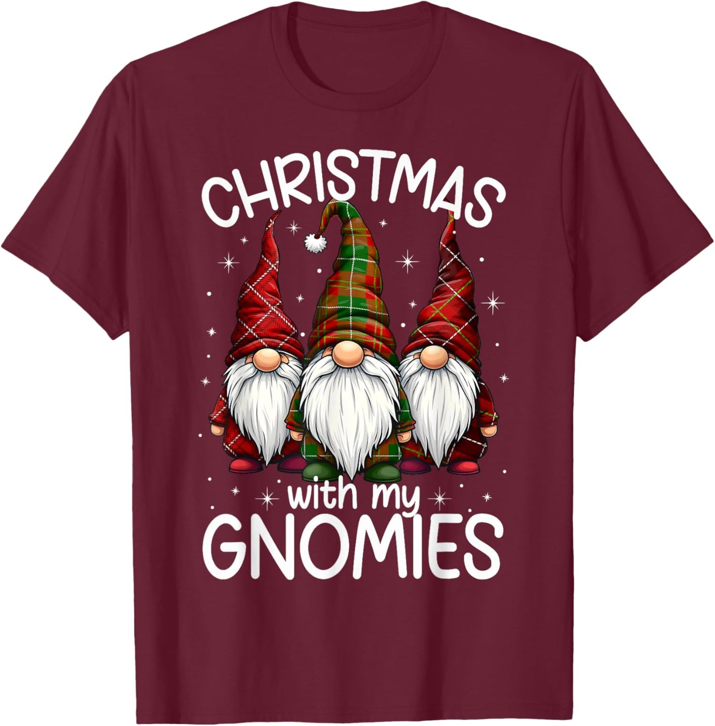 Christmas With My Gnomies Xmas Family Gnome Winter Holiday T-Shirt - T-Shirt | Maroon