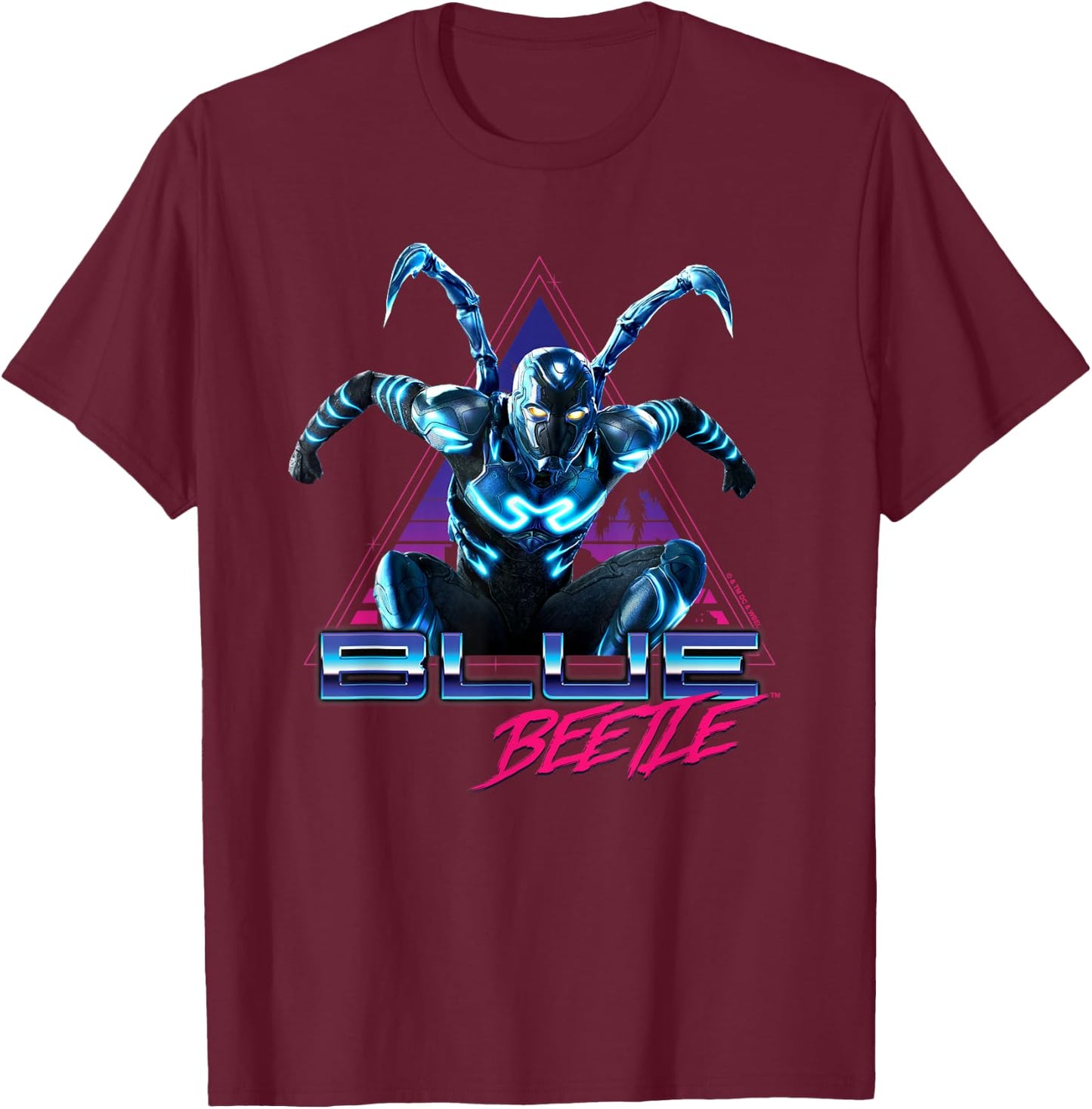 Blue Beetle Movie Leaping Triangle T-Shirt - T-Shirt | Maroon