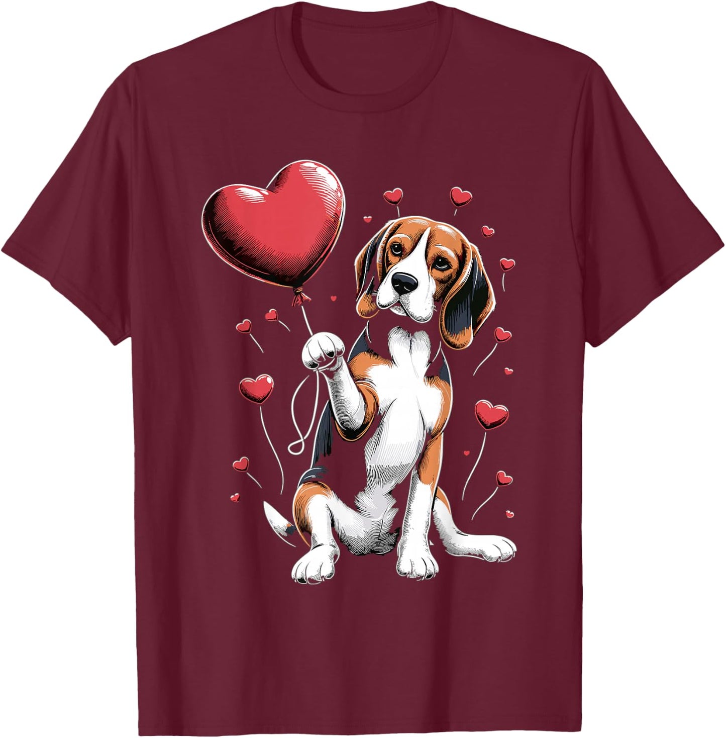 Beagle Dog Valentine's Day Dog Owner Valentine T-Shirt - T-Shirt | Maroon