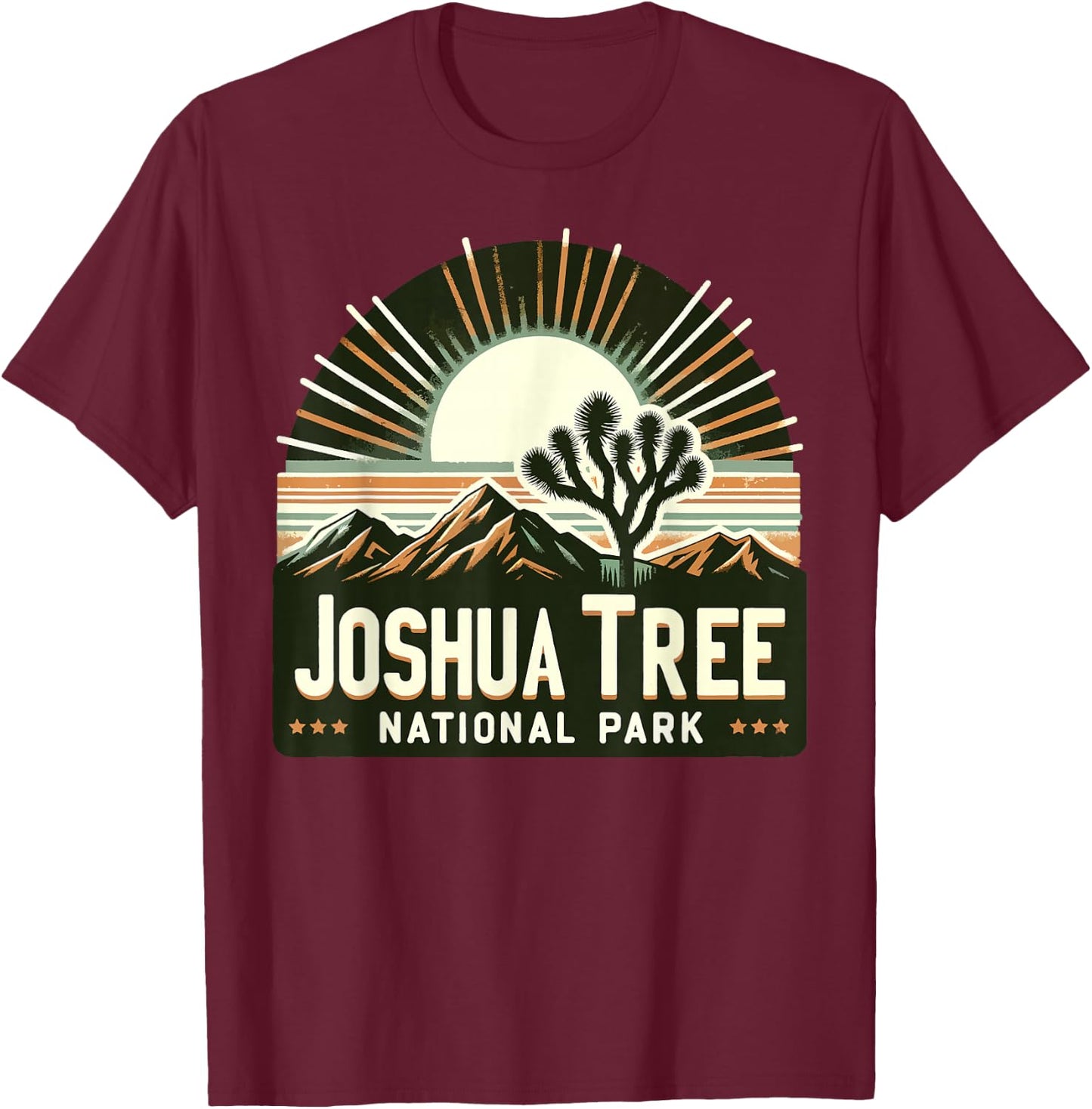 Joshua Tree National Park Retro Vintage Hike Camping Outdoor T-Shirt - T-Shirt | Maroon