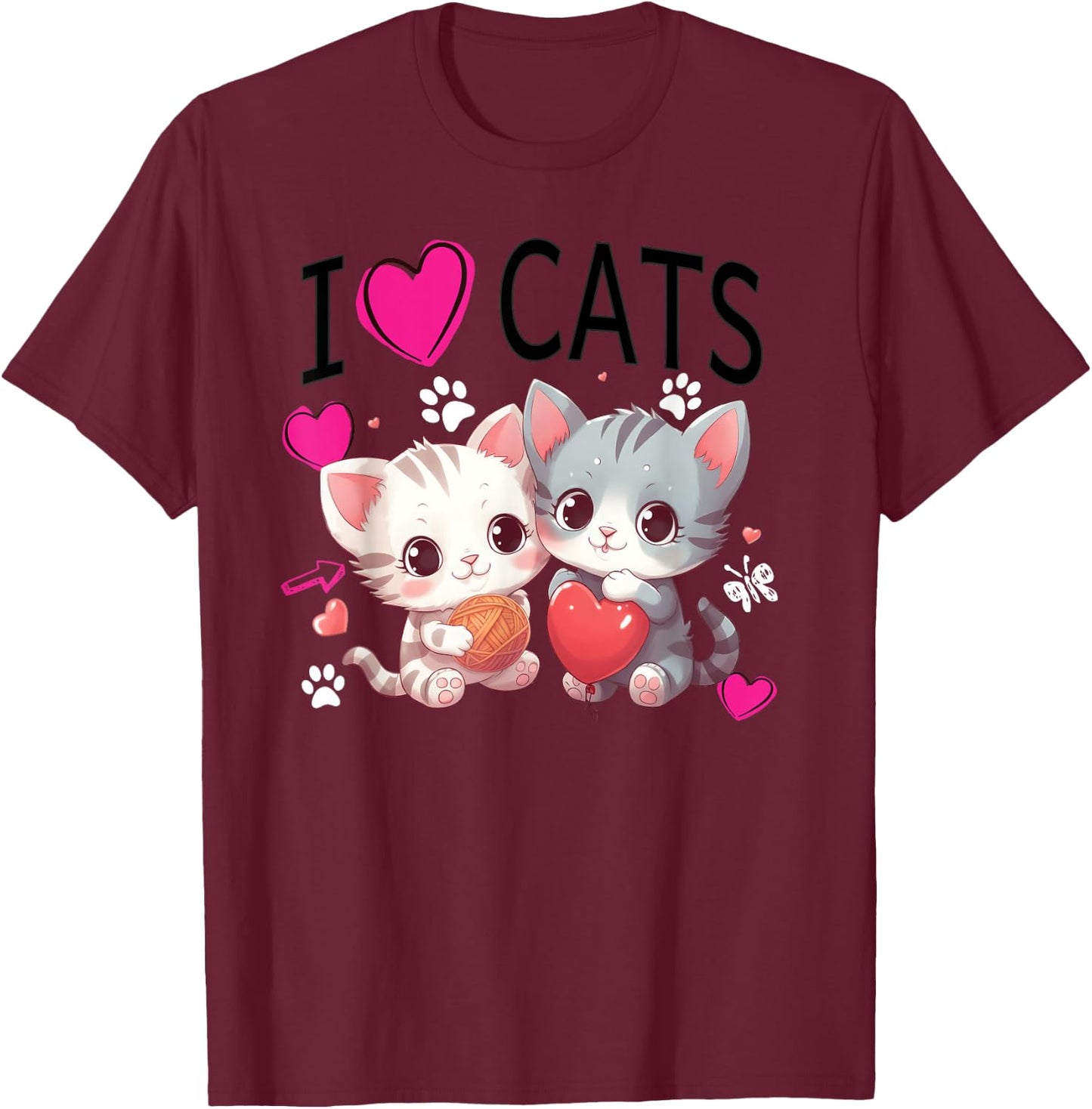 I love cats Just a girl who loves Cats Gifts idea T-Shirt - T-Shirt | Maroon