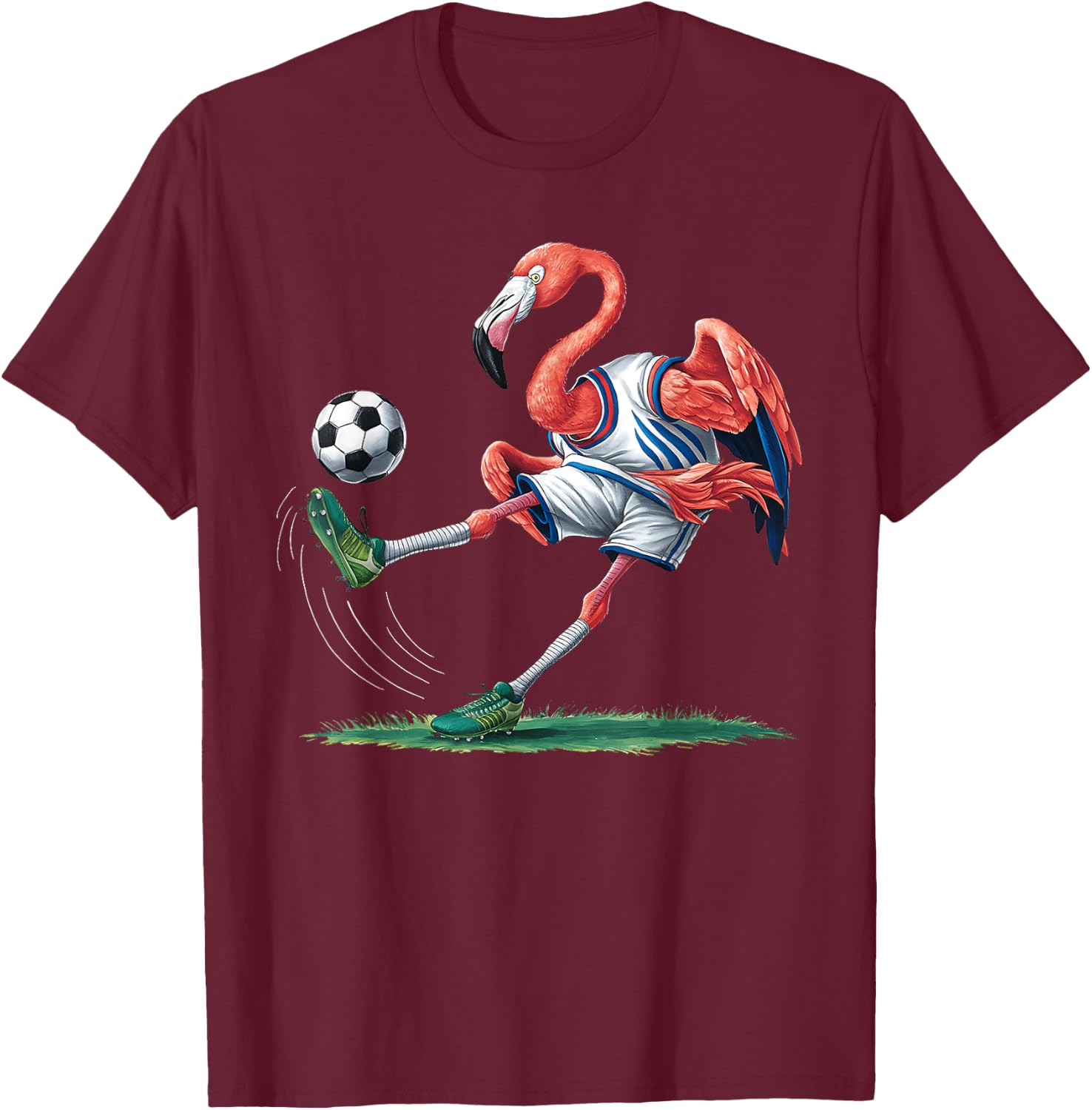 Funny Flamingo Sports Flamingo Playing Soccer T-Shirt - T-Shirt | Maroon