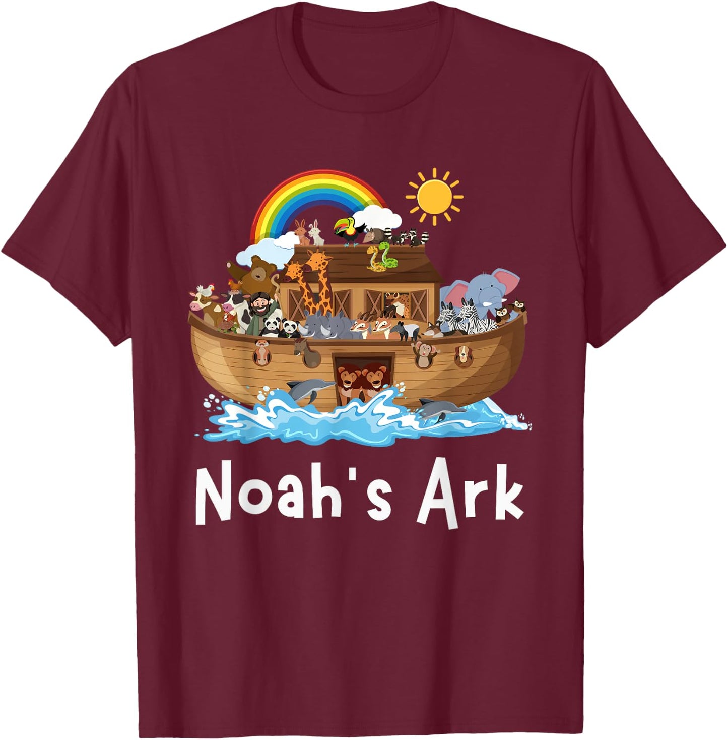 Girls Christian Faith Noah's Ark Sunday School Boy Student T-Shirt - T-Shirt | Maroon