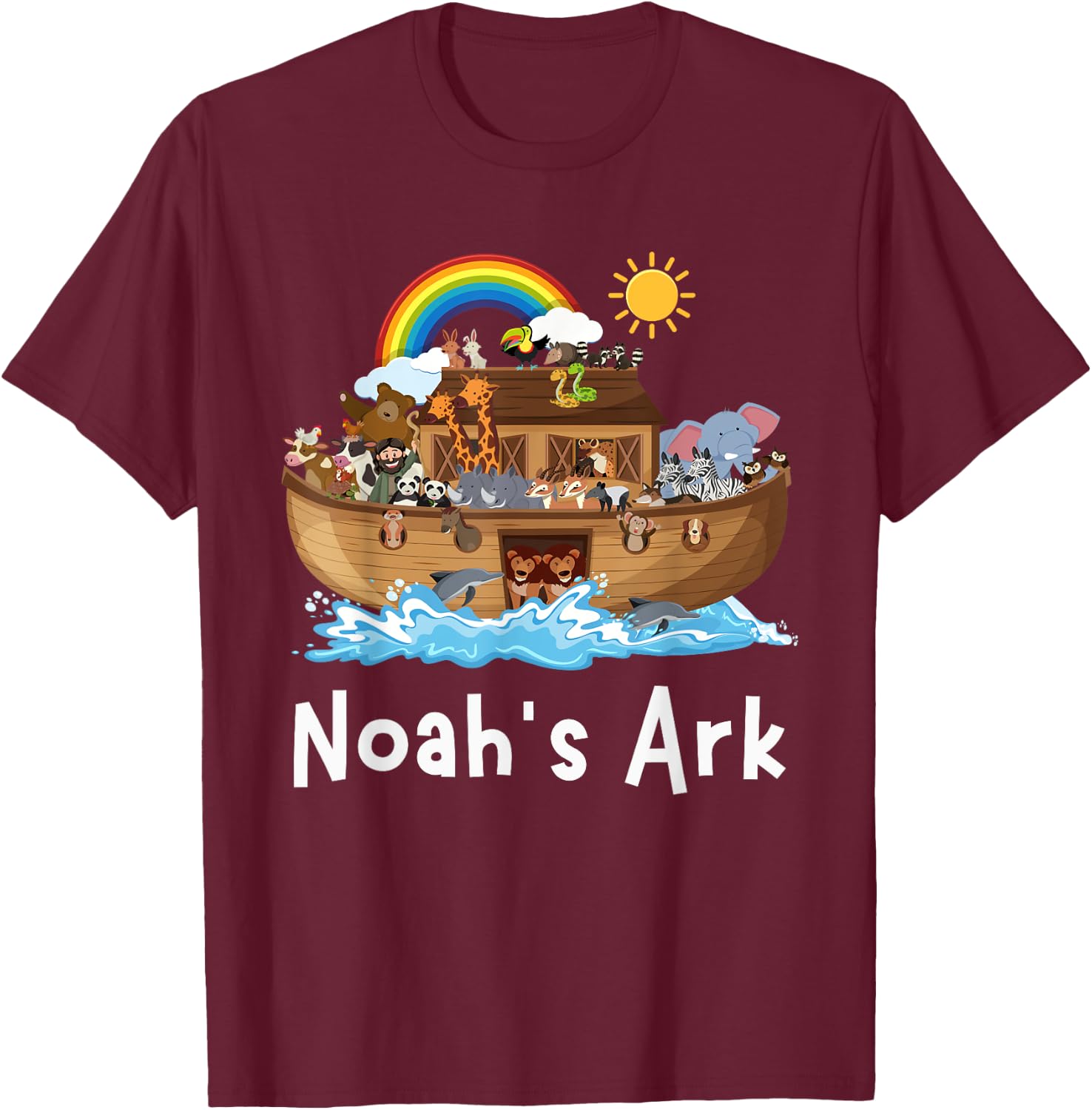 Girls Christian Faith Noah's Ark Sunday School Boy Student T-Shirt - T-Shirt | Maroon