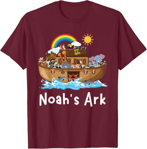 Girls Christian Faith Noah's Ark Sunday School Boy Student T-Shirt - T-Shirt | Maroon