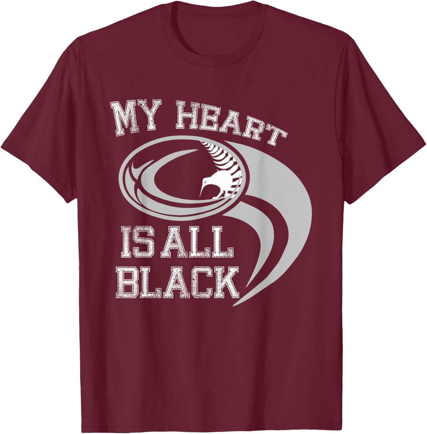 My Heart is All Black - Rugby New Zealand Fan T-Shirt - T-Shirt | Maroon