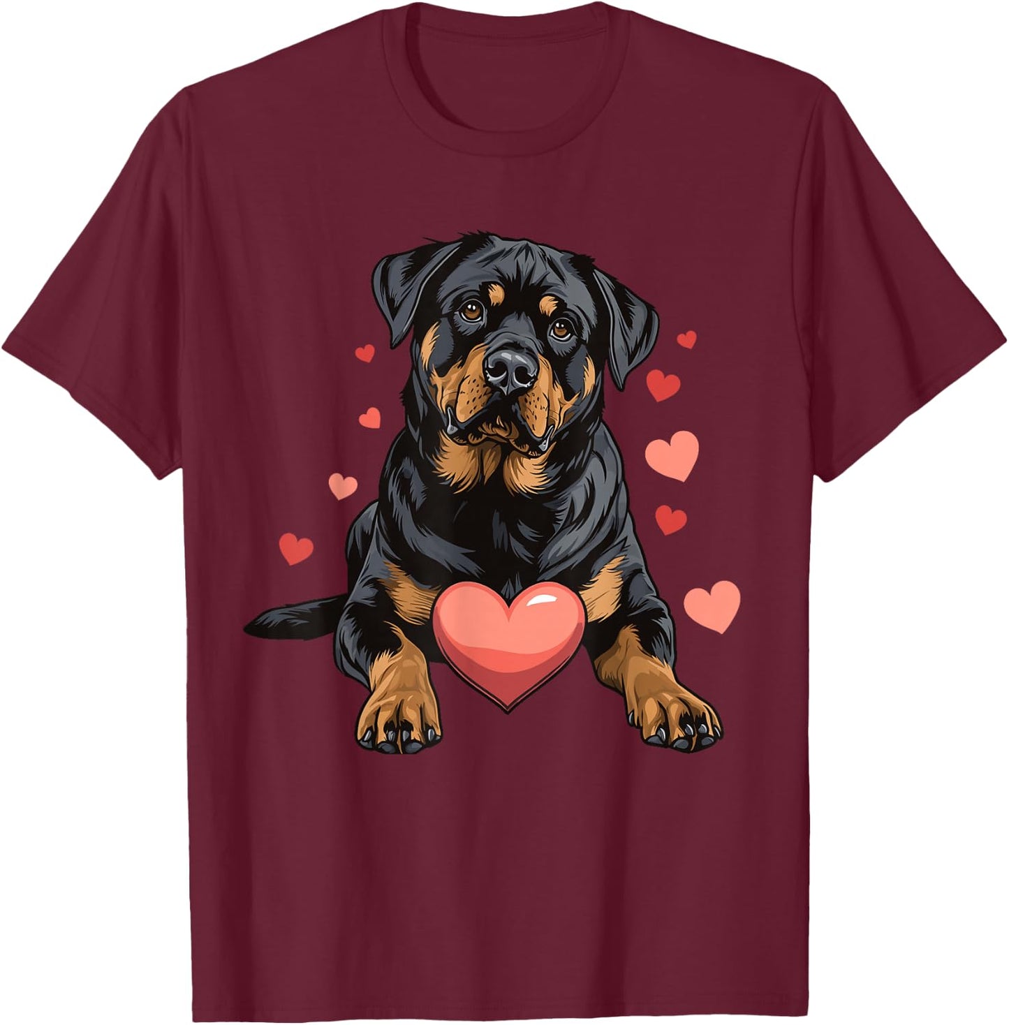 Rottweiler Dog Heart Pet Dog Animal Lover T-Shirt - T-Shirt | Maroon