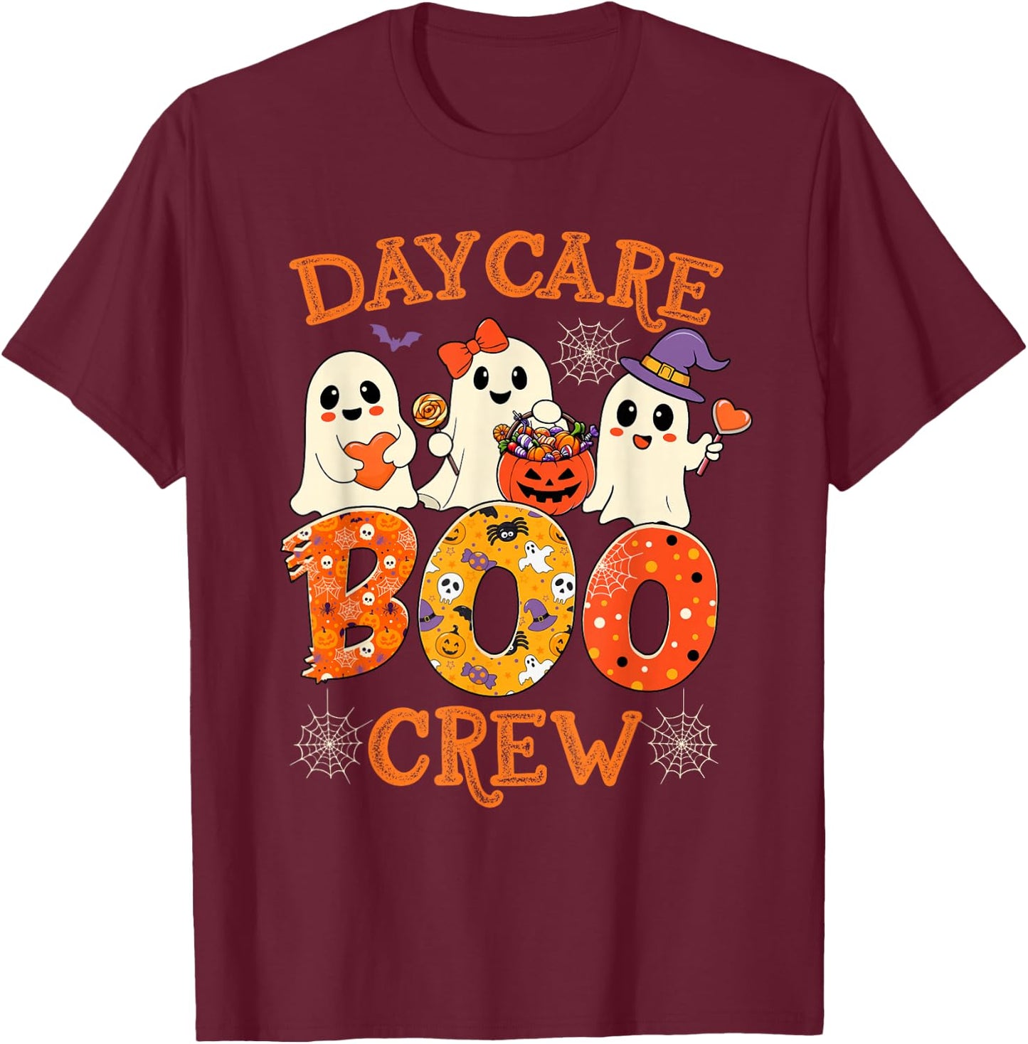 Daycare Boo Crew Funny Halloween Spooky Costume for Teacher T-Shirt - T-Shirt | Maroon